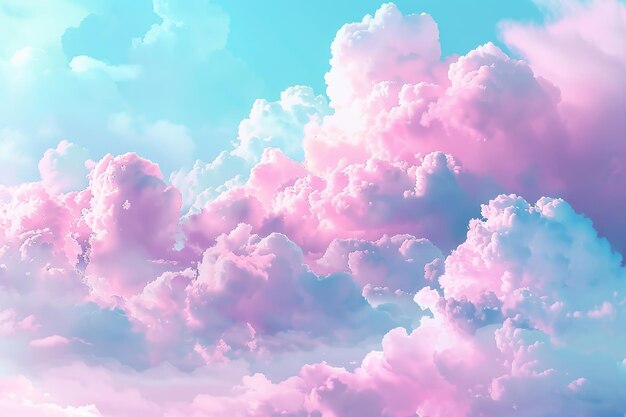 Pink and blue pastel clouds in the sky aesthetic background