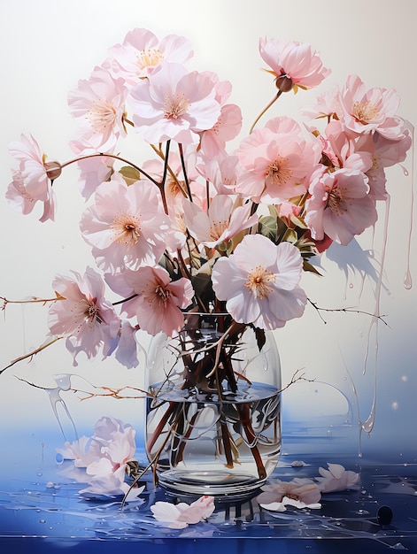 pink blue and purple flowers in a glass vase