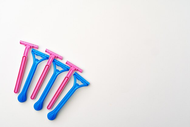 Pink and blue razors