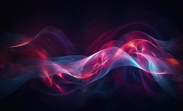 A pink and blue smoke swirls against a black background.