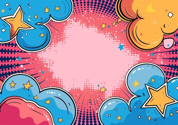 Photo a pink and blue speech bubble doodle background