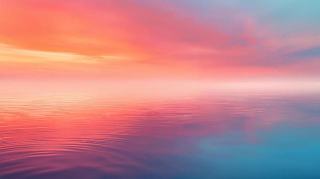 Photo pink and blue sunset reflected in calm water