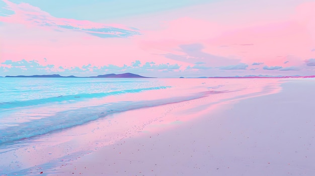 Photo pink and blue sunset over a tranquil beach