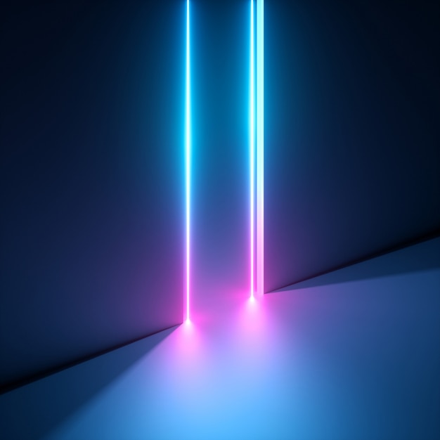 Pink blue vivid light of glowing vertical lines