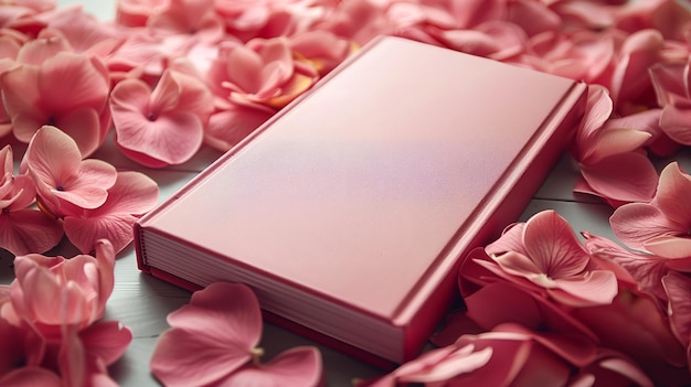 Pink Book Surrounded by Hydrangea Petals