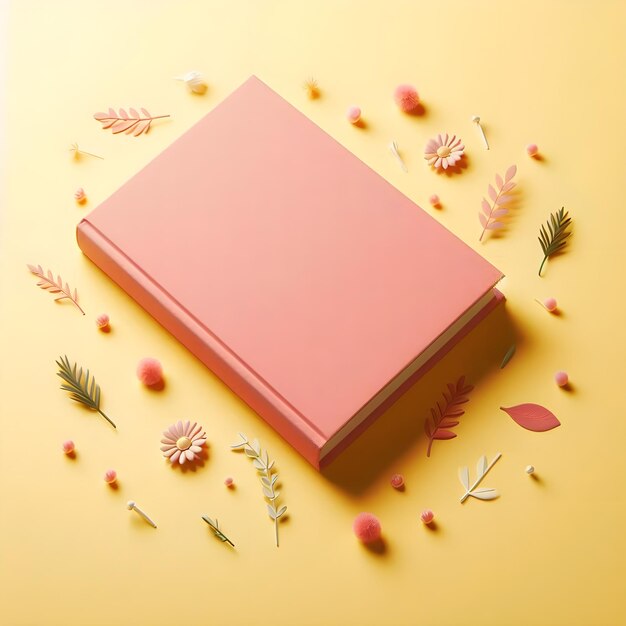 a pink book with flowers and leaves on the cover