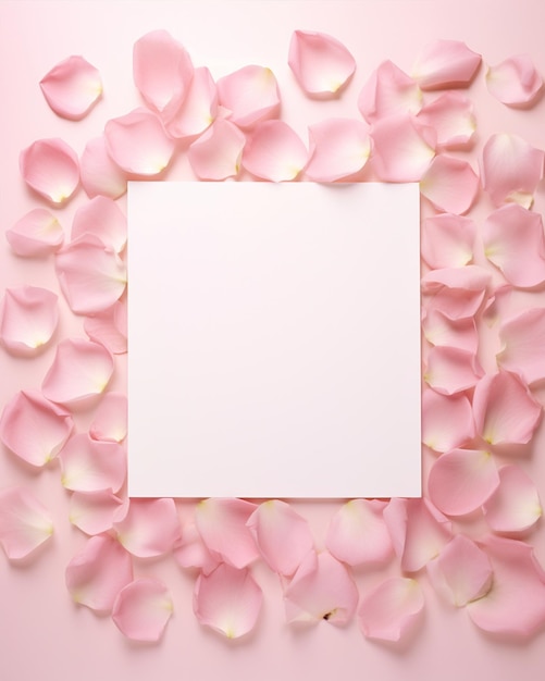 Photo pink border rose petals blank square