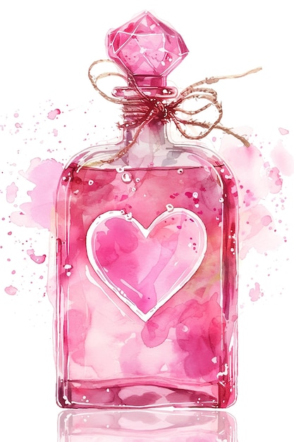 a pink bottle of heart with a pink heart on the front