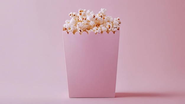 Photo a pink box of popcorn on a pink background