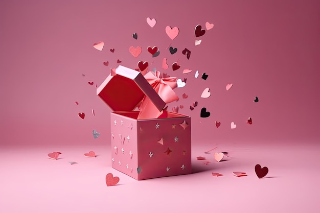 A pink box with a red box that says'love is out'on it