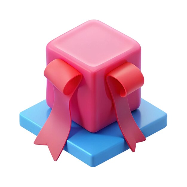 a pink box with a ribbon tied to it