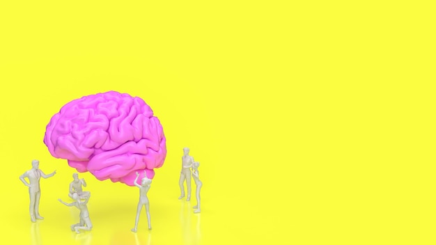 Pink Brain and human figure for sci or creative concept 3d rendering