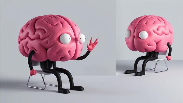 Photo a pink brain with a mans head and the other pink brain on the left