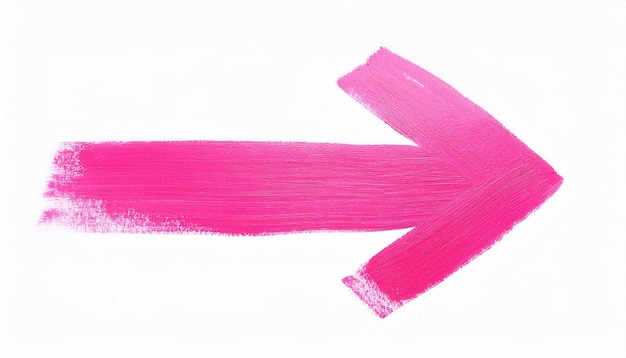 Photo pink brush stroke forms an arrow pointing right against a white backdrop