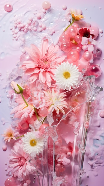 Pink Butterflies Ice Cream Pearls Pink Daisy and Water