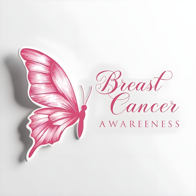 Photo a pink butterfly with a pink background that says breast cancer awareness