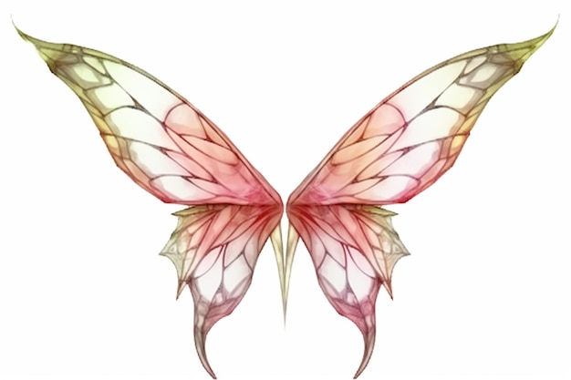 A pink butterfly with wings that say'wings'on it