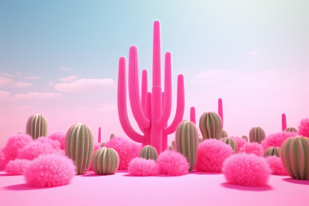 Pink cactus background in the desert