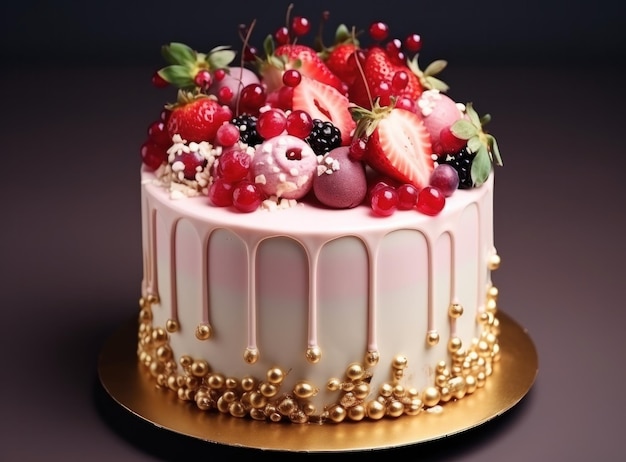 Pink cake with berries