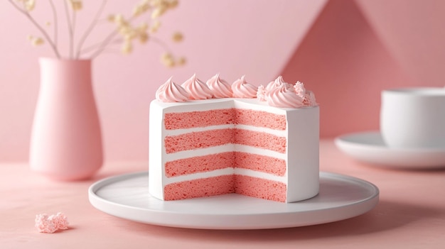 Photo a pink cake with white frosting and pink frosting