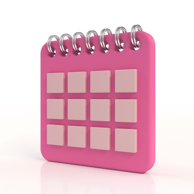 Pink Calendar Icons Isolate on White Background 3d Rendering