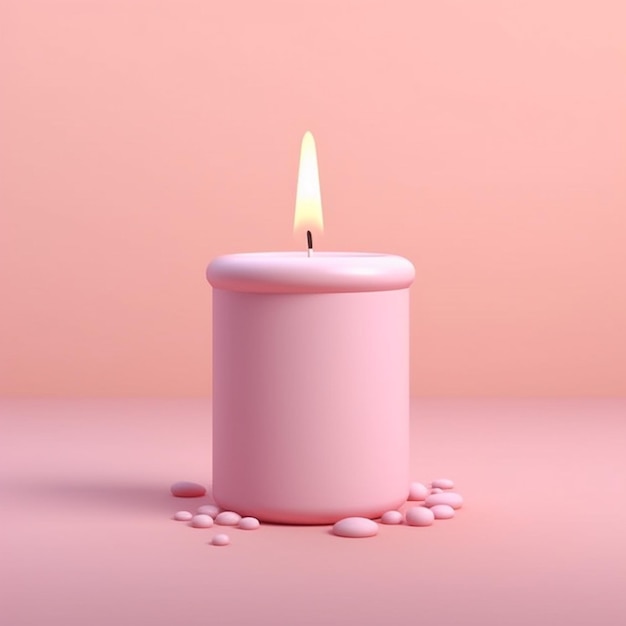 Pink candle flame isolated clay cartoon AI Generated