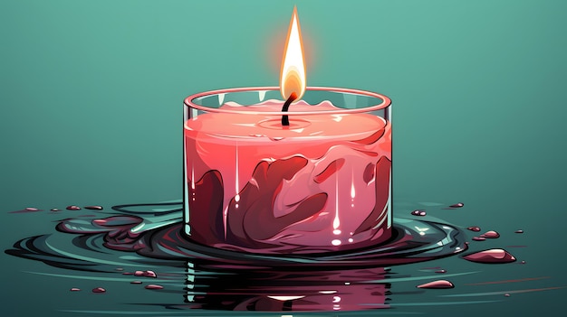 A pink candle with a lit flame inside creating a warm and cozy ambiance