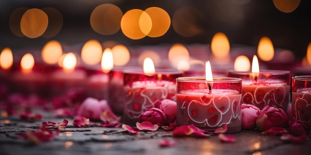 Pink candles romantic background High quality photo Generative AI