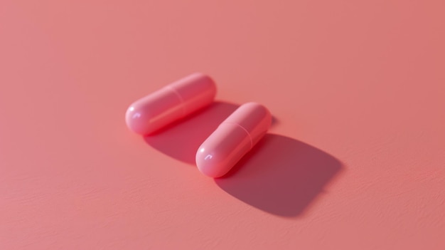 Pink capsules on pastel background