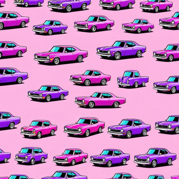 Photo pink car with purple car on a pink background