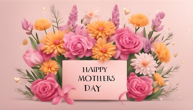 a pink card with flowers and a card for happy mothers day