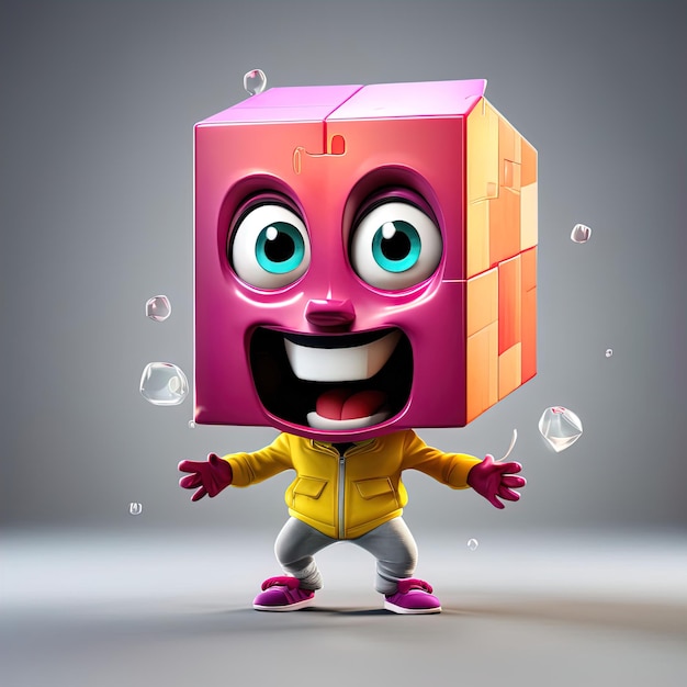 pink cartoon cube 3 d illustration 3 d illustration