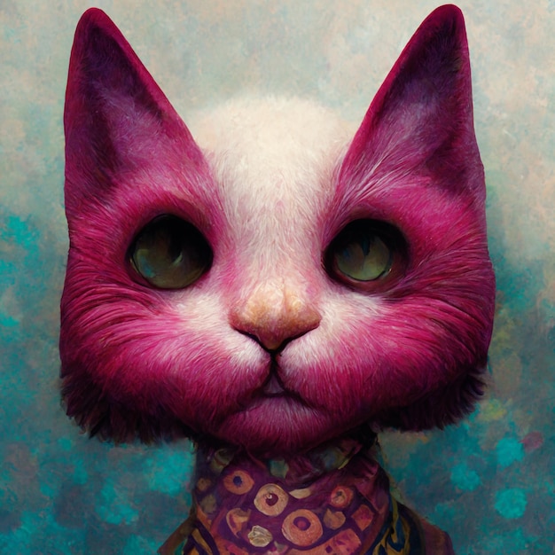 Pink cat avatar portrait illustration cute cat