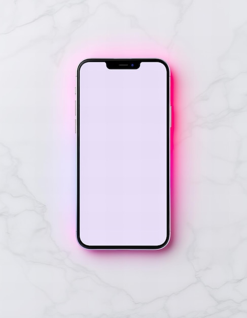 a pink cell phone with a pink light on it