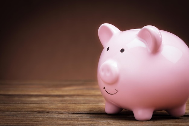 Pink ceramic piggy bank