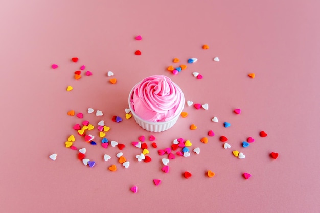 Pink chantilly on pink background