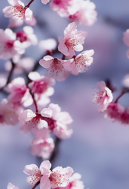 Pink cherry blossom 3d illustrated