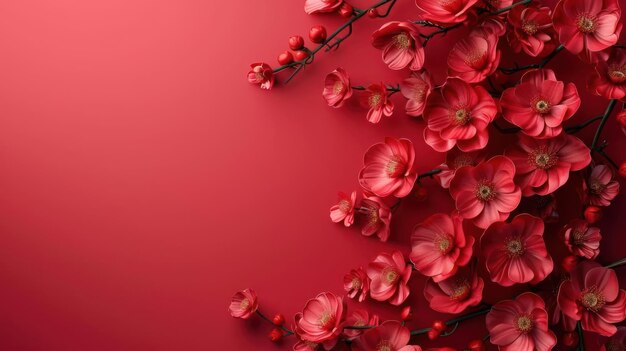 Pink Cherry Blossom Background with Red Petals