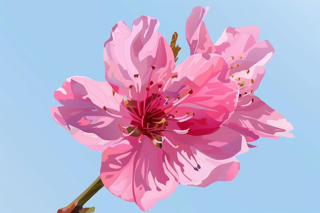 Pink Cherry Blossom in Blue Sky