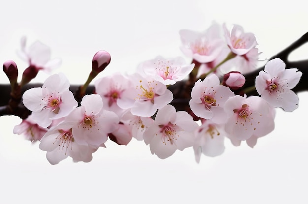 A pink cherry blossom in full bloom with delicate petals symbol of springtime