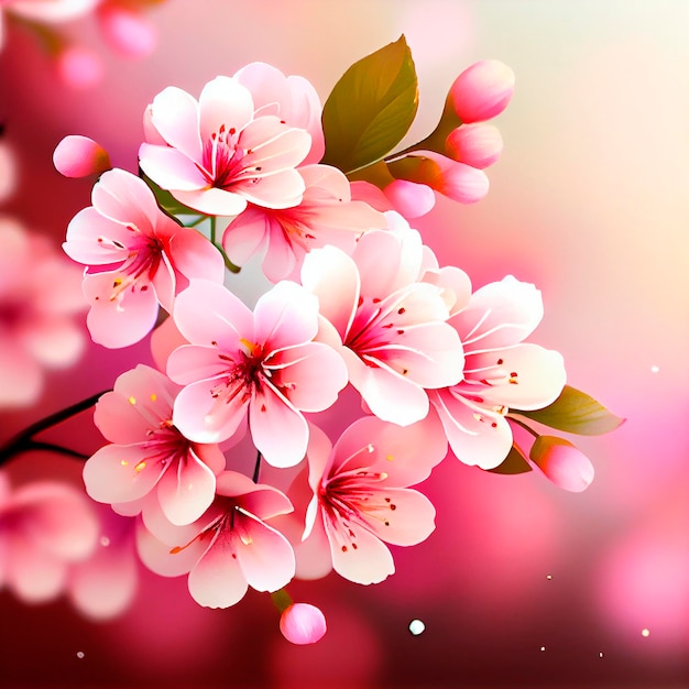 Pink Cherry Blossom Illustration created by Generative AI technology