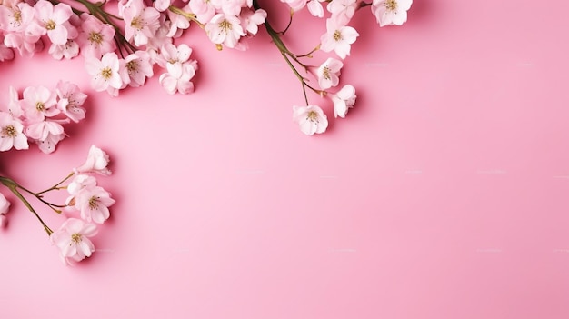 Pink cherry blossom on a pink background