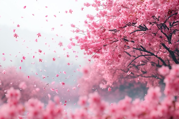 Photo a pink cherry blossom tree in full bloom