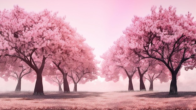 Pink cherry blossom tree in spring nature plants and trees