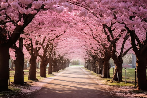 Pink cherry blossoms in full bloom during spring pink life