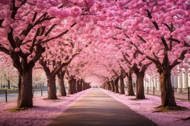 Pink cherry blossoms in full bloom during spring pink life