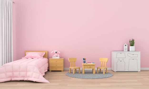 Pink children room interior for mockup