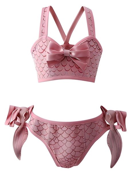 Photo pink childrens swimsuit with mermaid motif