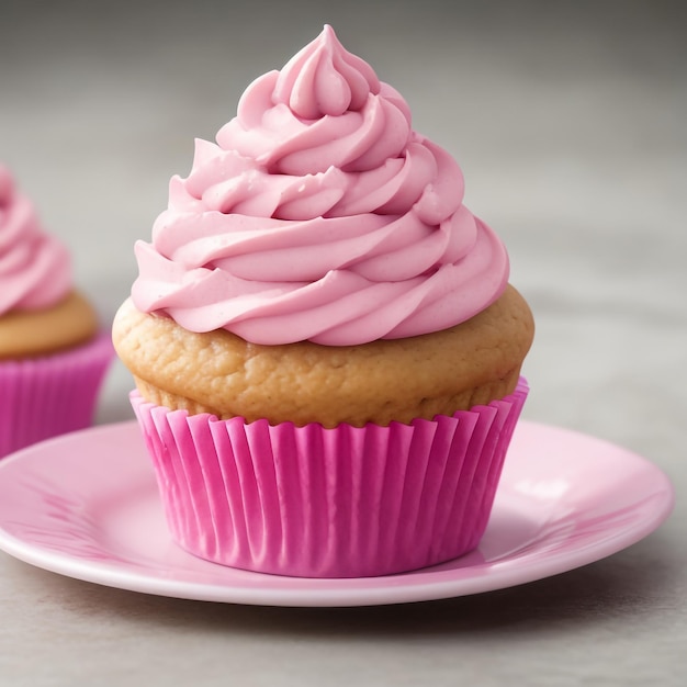 Pink chocolate cupcake isolated background