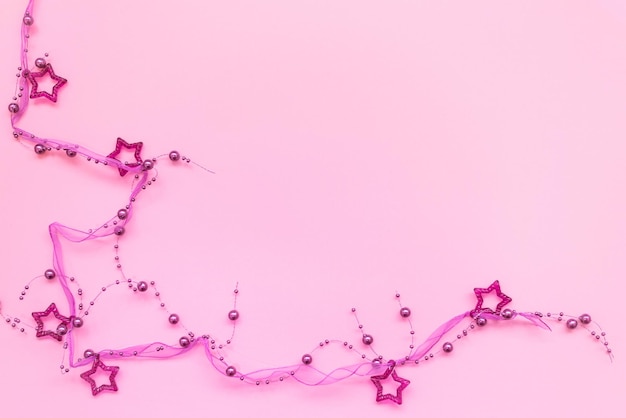 Pink christmas background with copy space